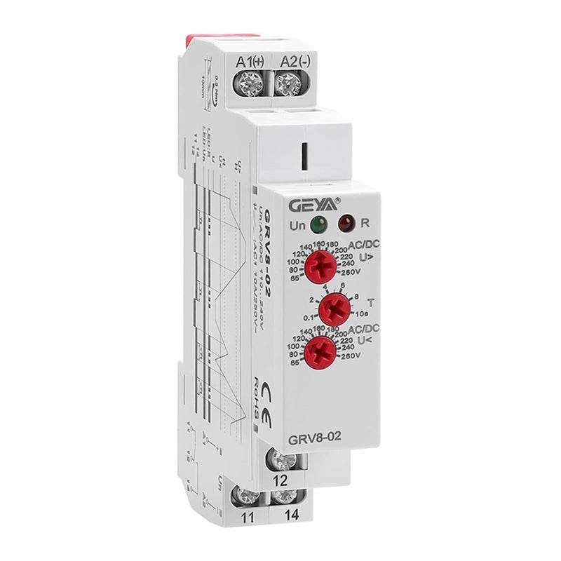 GEYA Voltage Monitor Device - Over and Under-Voltage Protection Relay 2SPDT 10A (GRV8-02, AC/DC110V-240V) - Image 2